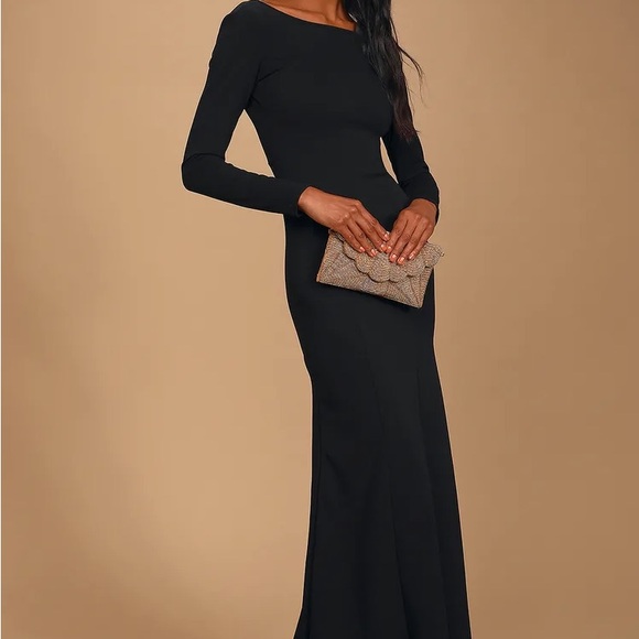 Lulu’s black formal long sleeve evening gown - Picture 3 of 4